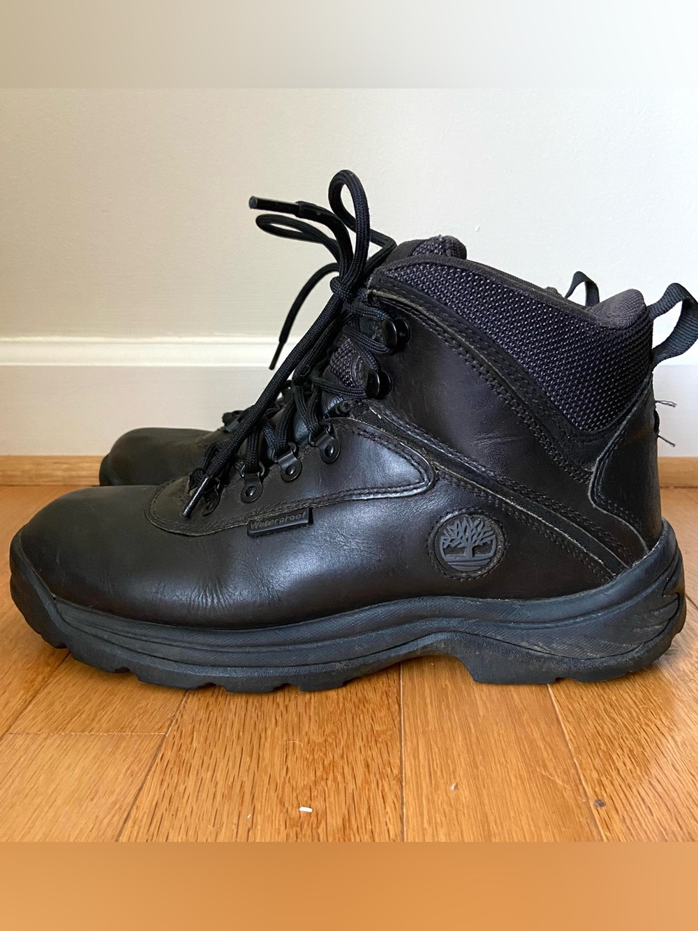 Timberland White Ledge Mid Hiking Boots Mens 8W Black Leather Waterproof Outdoor